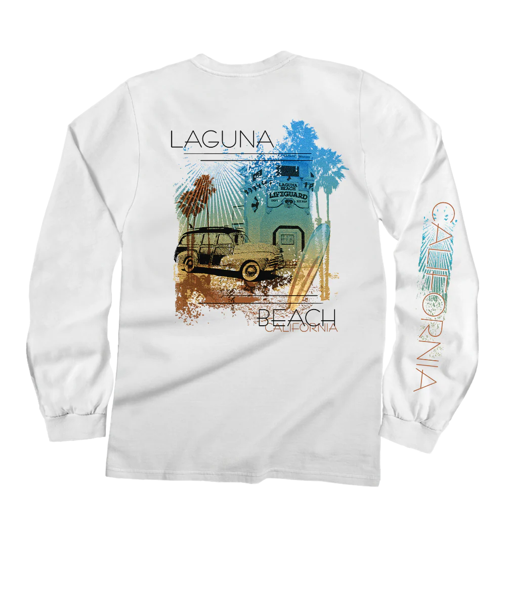 Shine On Laguna - White Long Sleeve Crewneck T-Shirt
