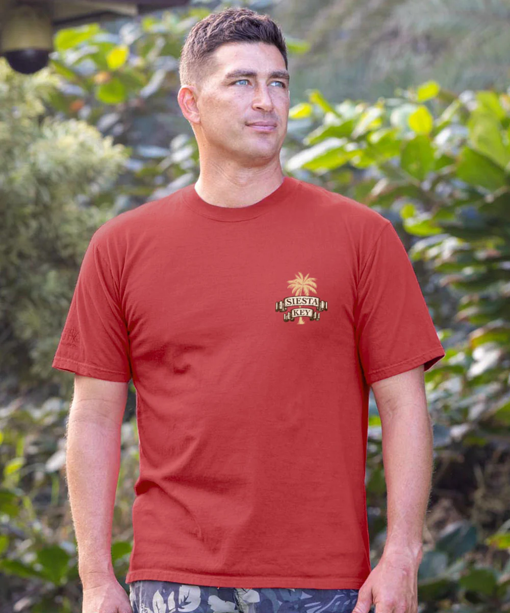 Siesta Key Map - Paradise Red Dyed Short Sleeve Crewneck T-Shirt - Image 3