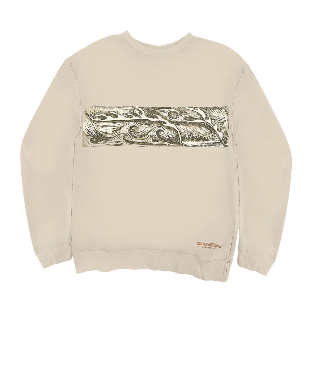 Sketchy Wave Band - Coconut Dyed Long Sleeve Sweatshirt