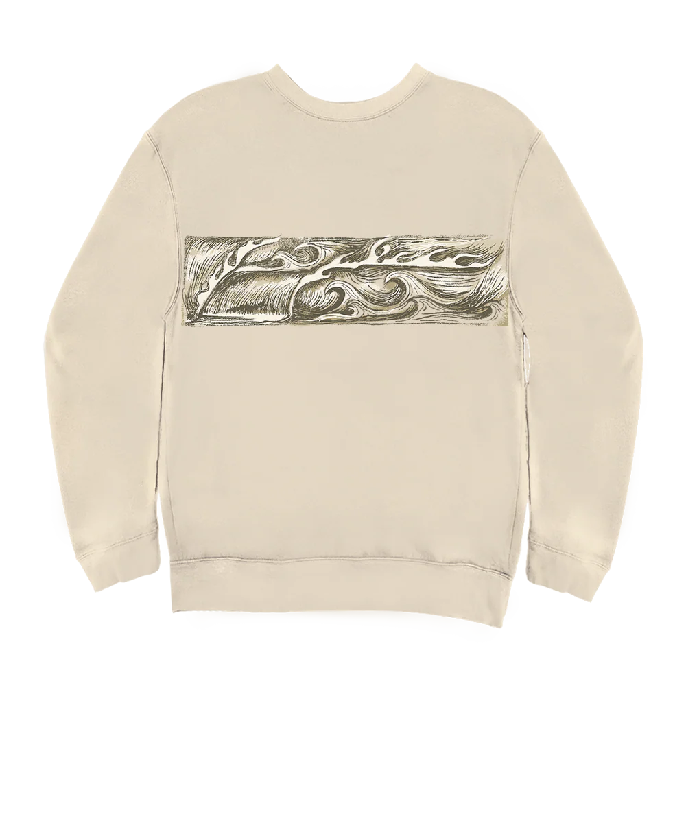 Sketchy Wave Band - Coconut Dyed Long Sleeve Sweatshirt - Image 4