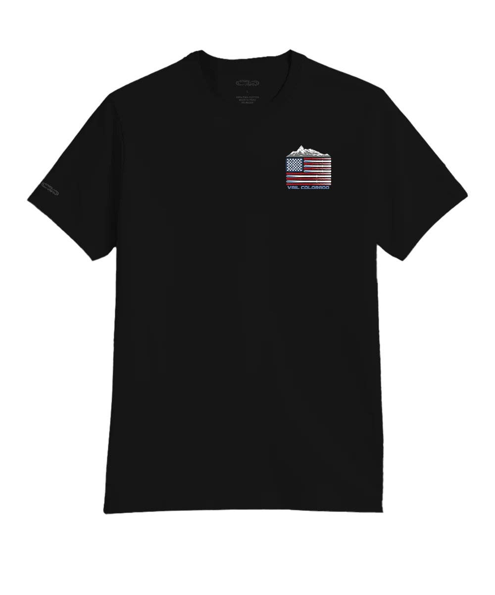 Ski United - Jet Black Short Sleeve Pima T-Shirt - Image 4