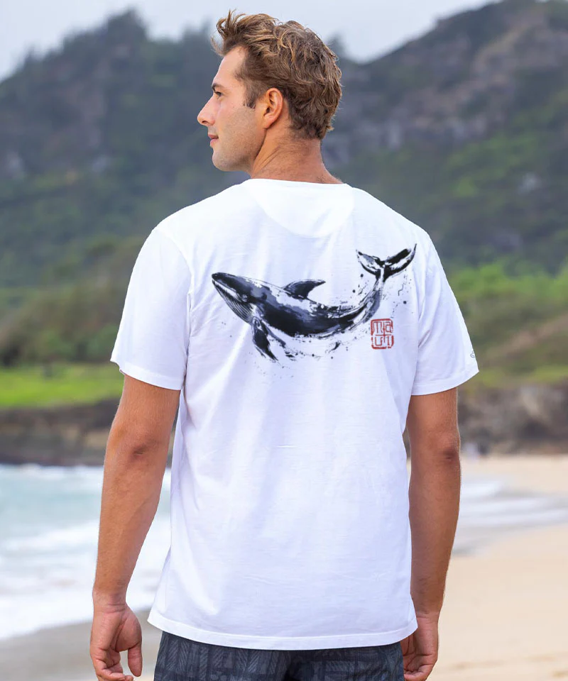 Sumi Art Whale - White Short Sleeve Pima T-Shirt - Image 2