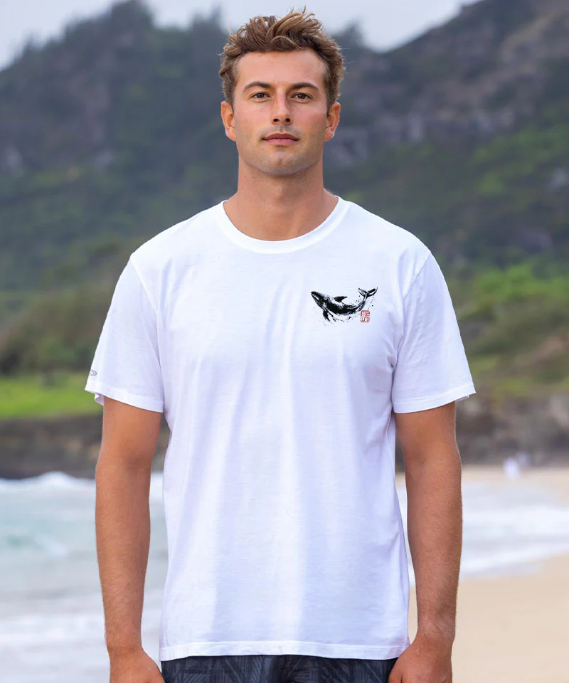 Sumi Art Whale - White Short Sleeve Pima T-Shirt - Image 3