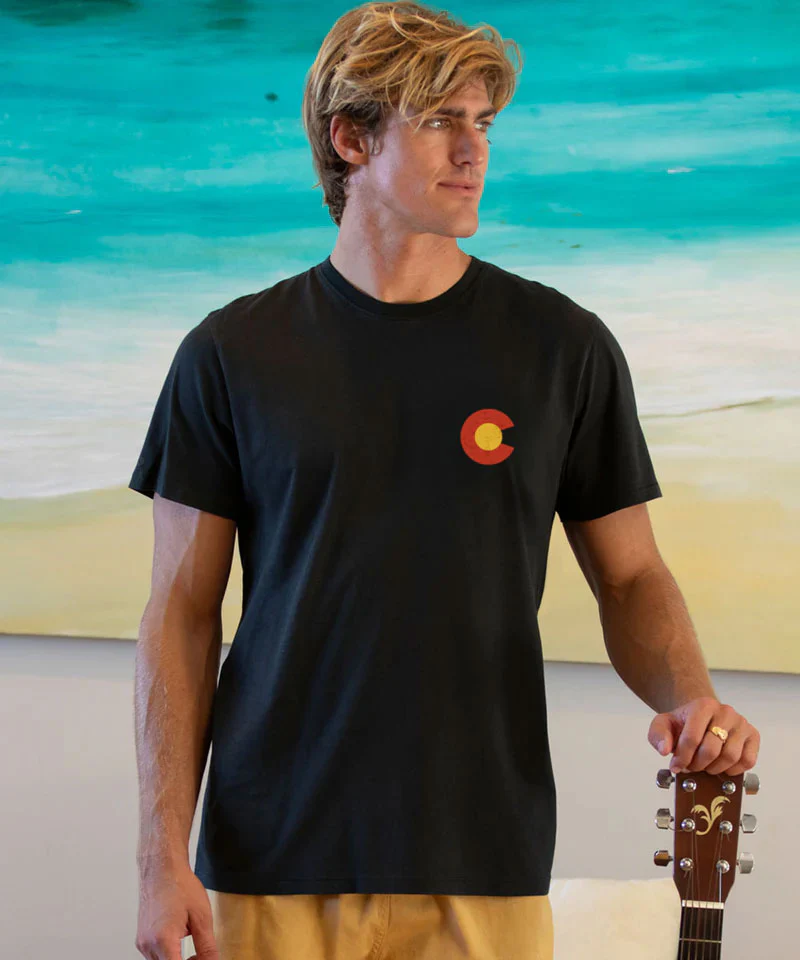 Texas Colorado - Jet Black Short Sleeve Pima T-Shirt - Image 3