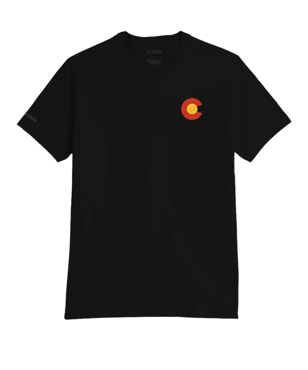 Texas Colorado - Jet Black Short Sleeve Pima T-Shirt - Image 4