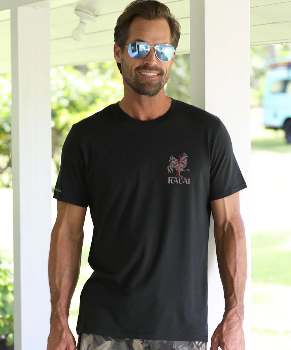 Tribal Chicken - Jet Black Short Sleeve Pima T-Shirt - Image 3