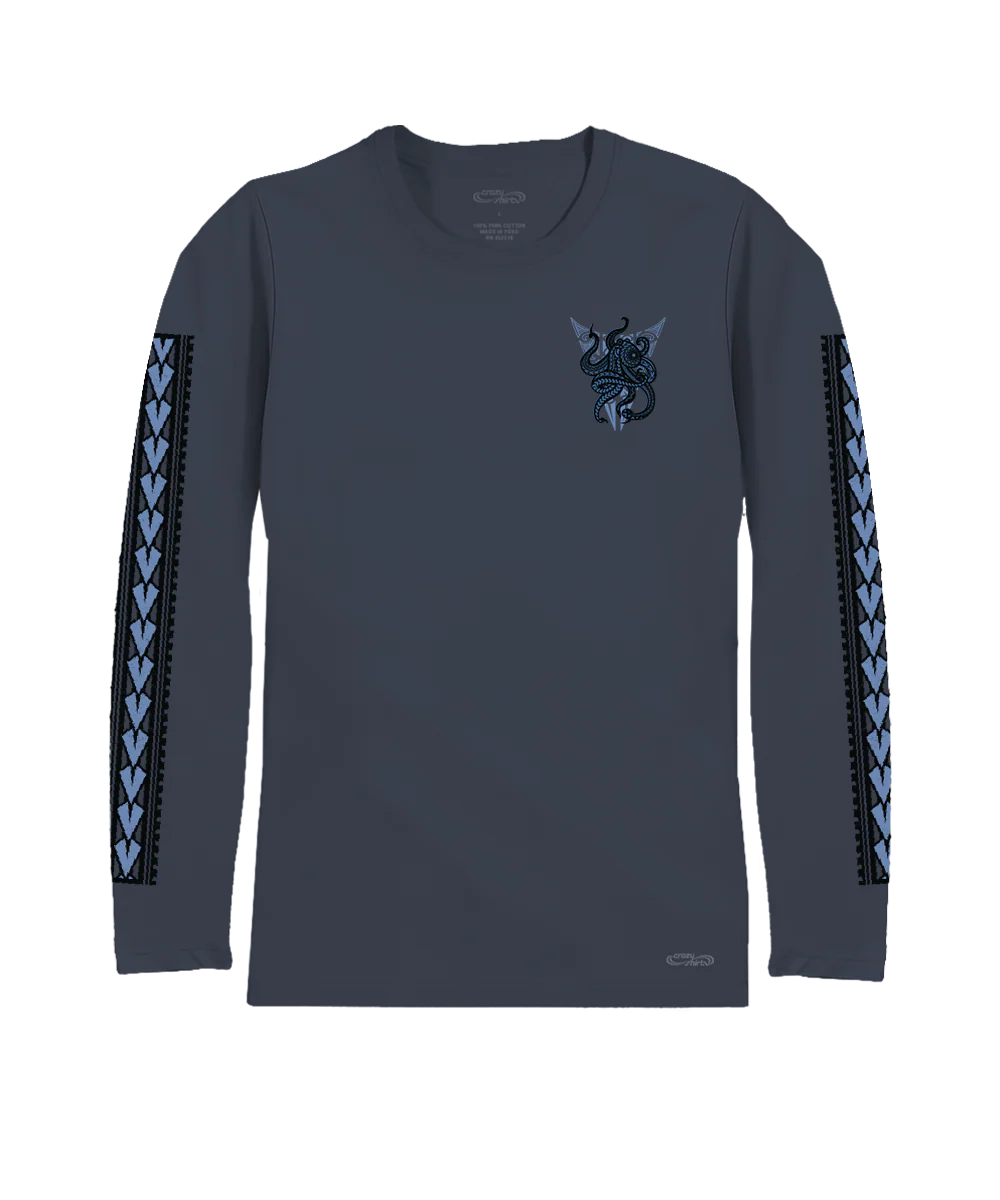 Tribal He'e Guardian - Smoke Long Sleeve Pima T-Shirt - Image 4