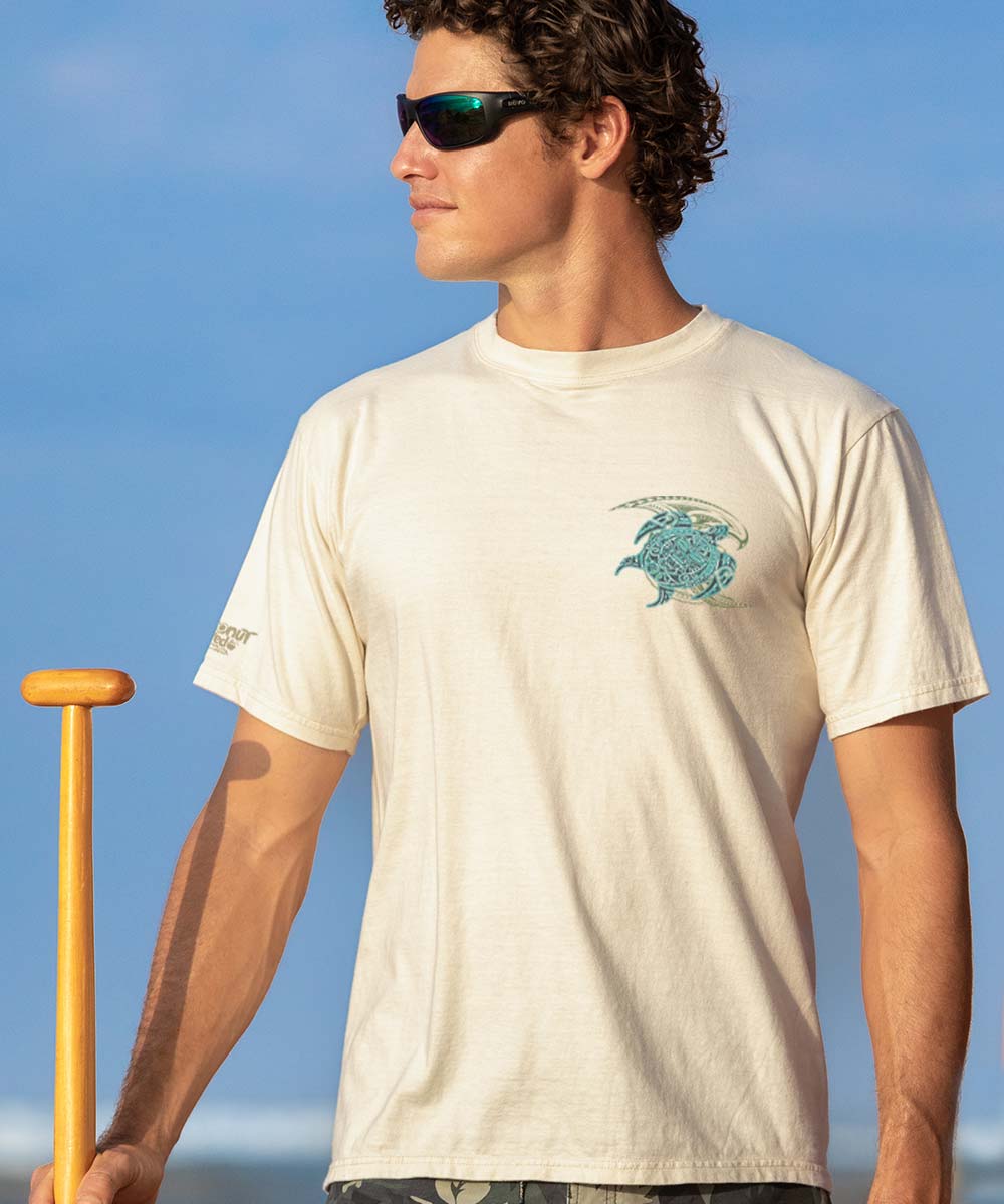 Tribal Honu Nalu - Coconut Dyed Short Sleeve Crewneck T-Shirt - Image 3