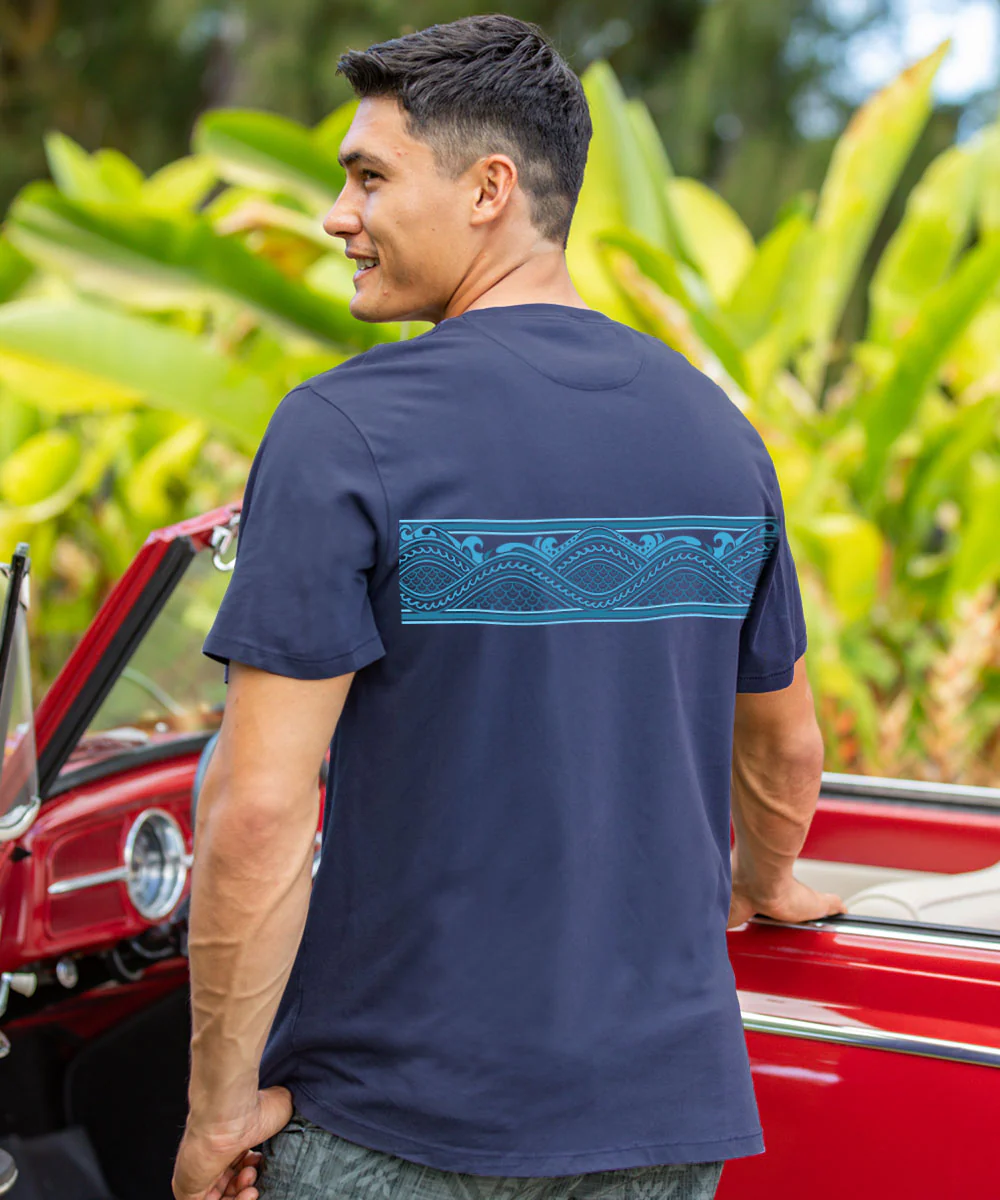 Tribal Islands Band - Indigo Short Sleeve Pima T-Shirt - Image 3