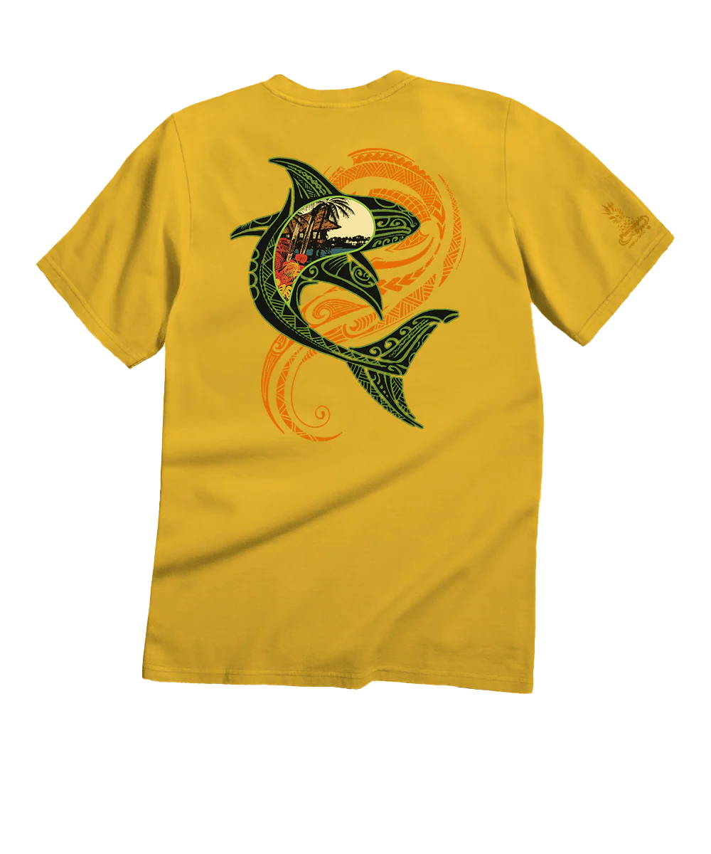 Tribal Mano Scenic - Pineapple Dyed Short Sleeve Crewneck T-Shirt