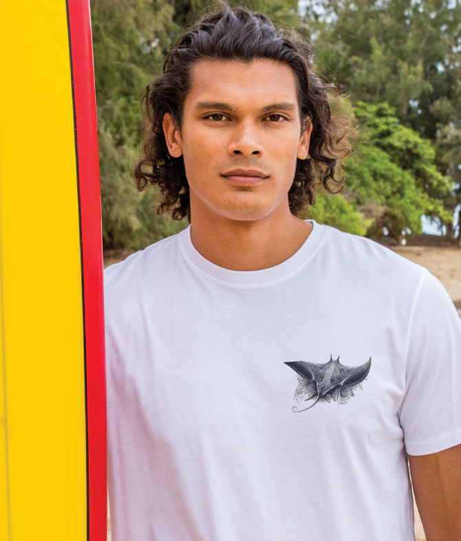 Tribal Manta Ray - White Short Sleeve Pima T-Shirt - Image 3