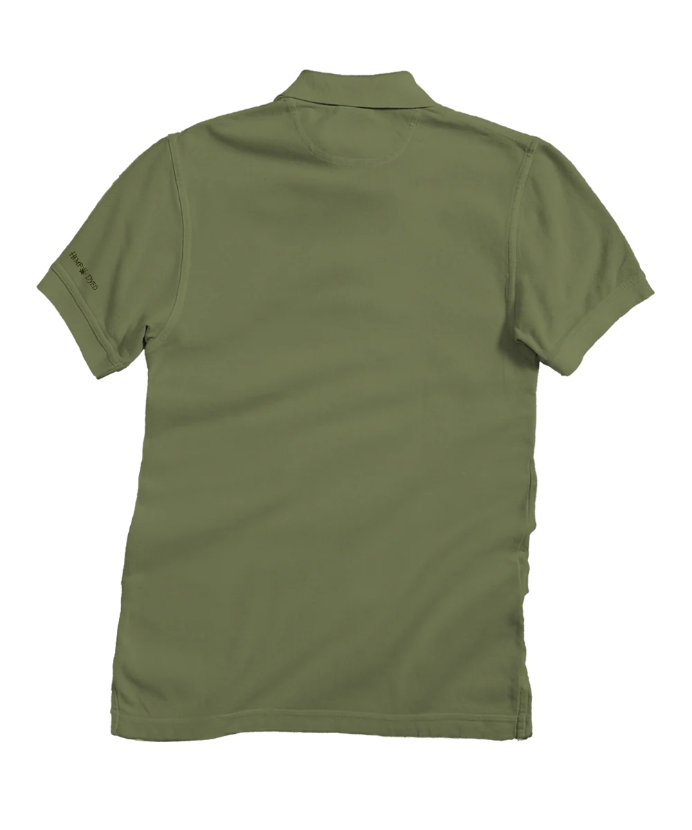 Tribal Manta Vert - Hemp Dyed Short Sleeve Oceanfront Polo Shirt - Image 4