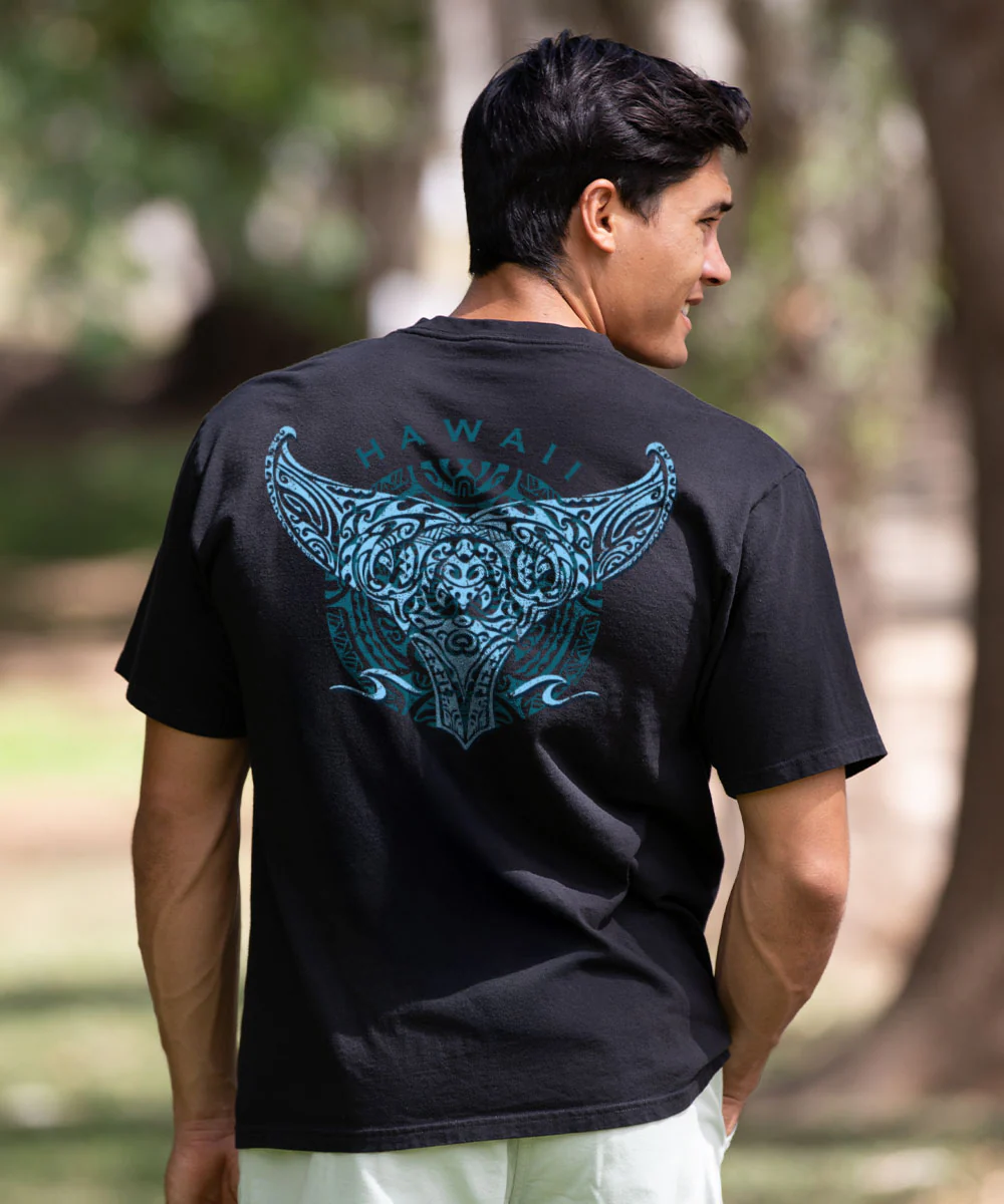 Tribal Nalu Aumakua - Black Short Sleeve Crewneck T-Shirt - Image 2
