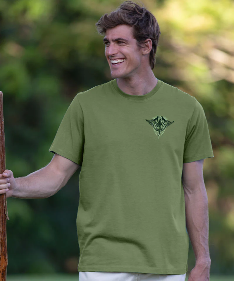 Tribal Nalu Aumakuas - Sage Green Short Sleeve Pima T-Shirt - Image 3