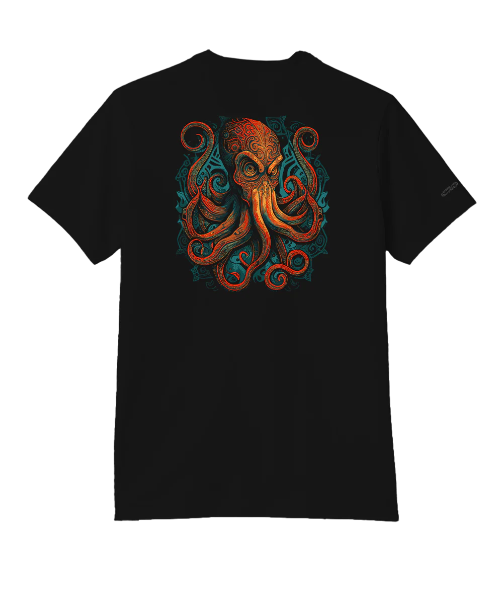 Tribal Octopus - Jet Black Short Sleeve Pima T-Shirt