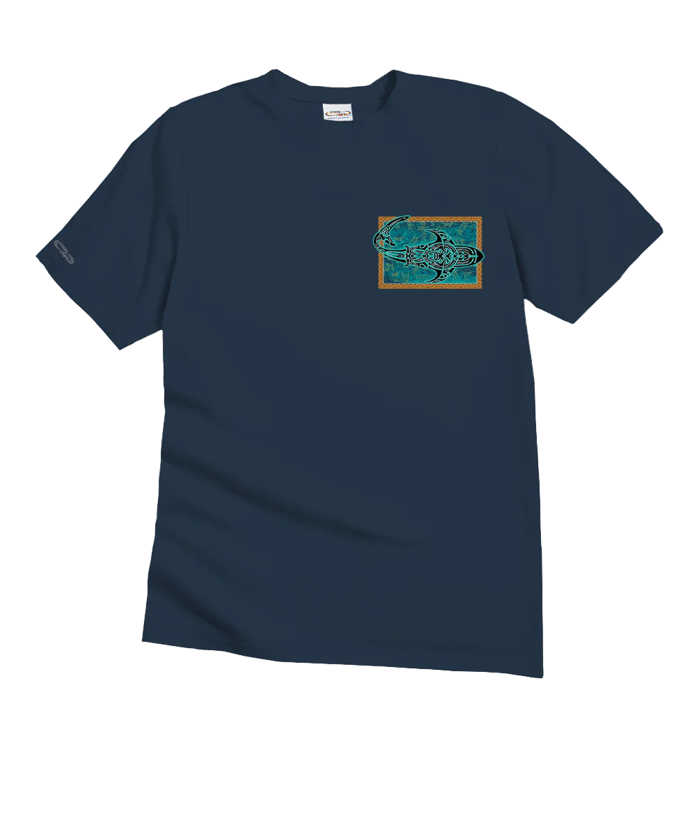 Tribal Petro Mano - Navy Short Sleeve Crewneck T-Shirt - Image 4