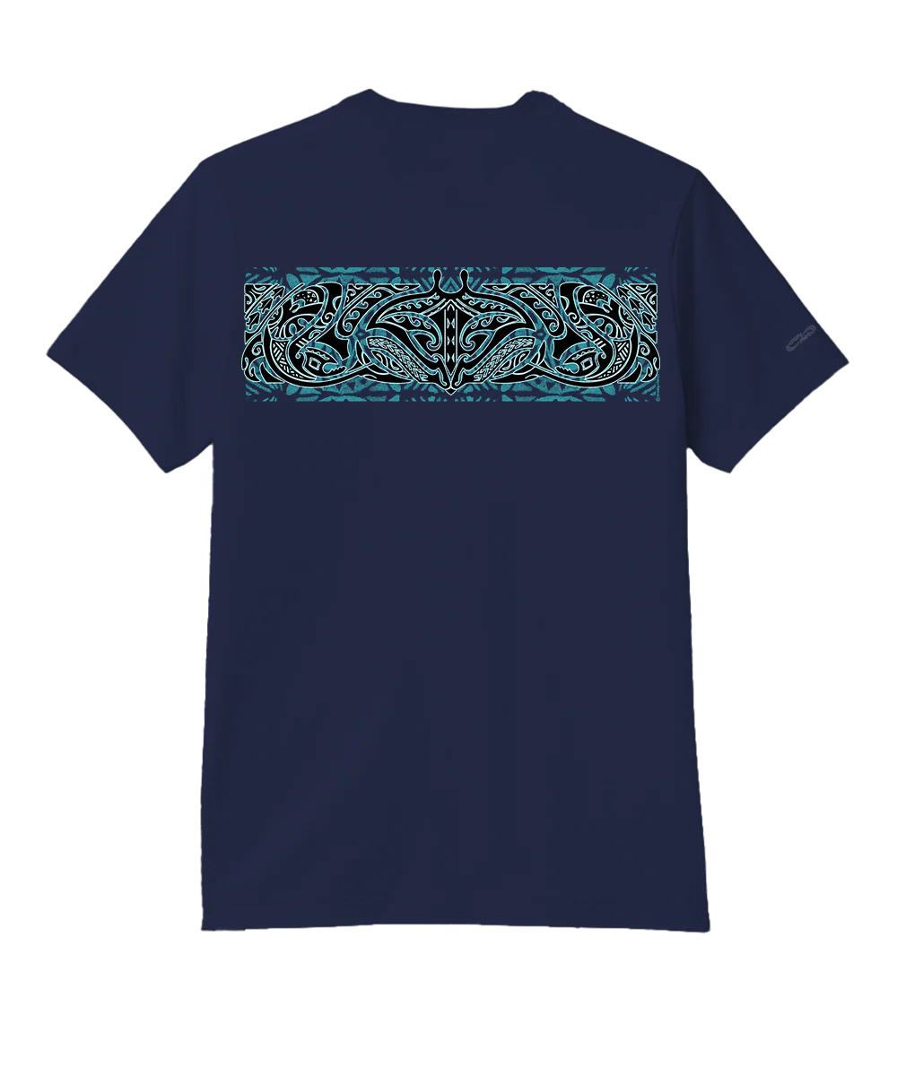 Tribal Sea Life - Indigo Short Sleeve Pima T-Shirt - Image 4