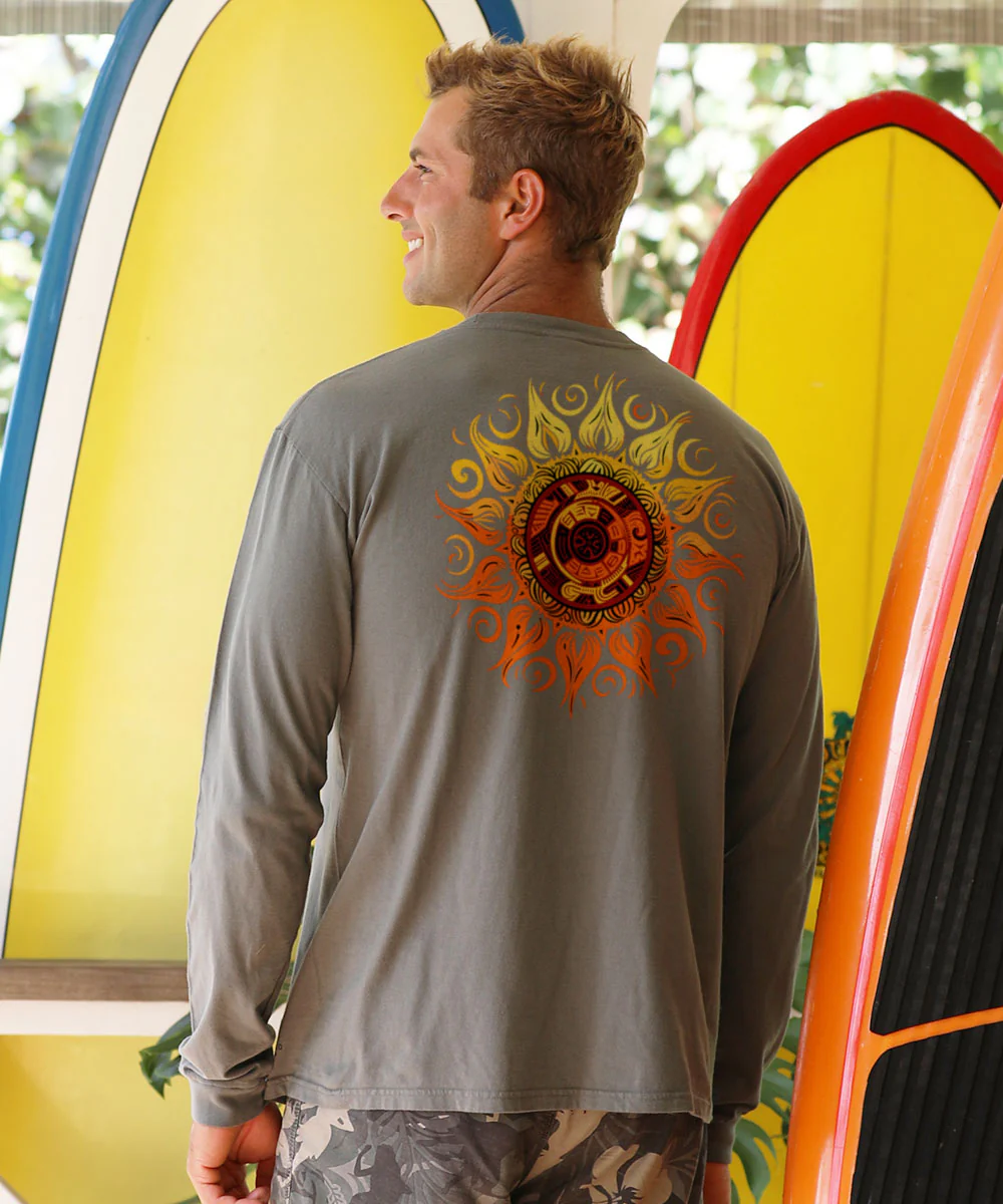 Tribal Sun - Crater Dyed® Long Sleeve Crewneck T-Shirt - Image 2