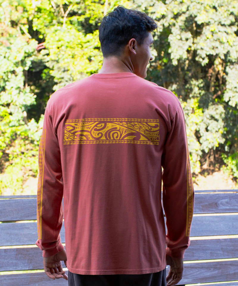 Tribal Tatoa Band - Chile Dyed Long Sleeve Crewneck T-Shirt - Image 3