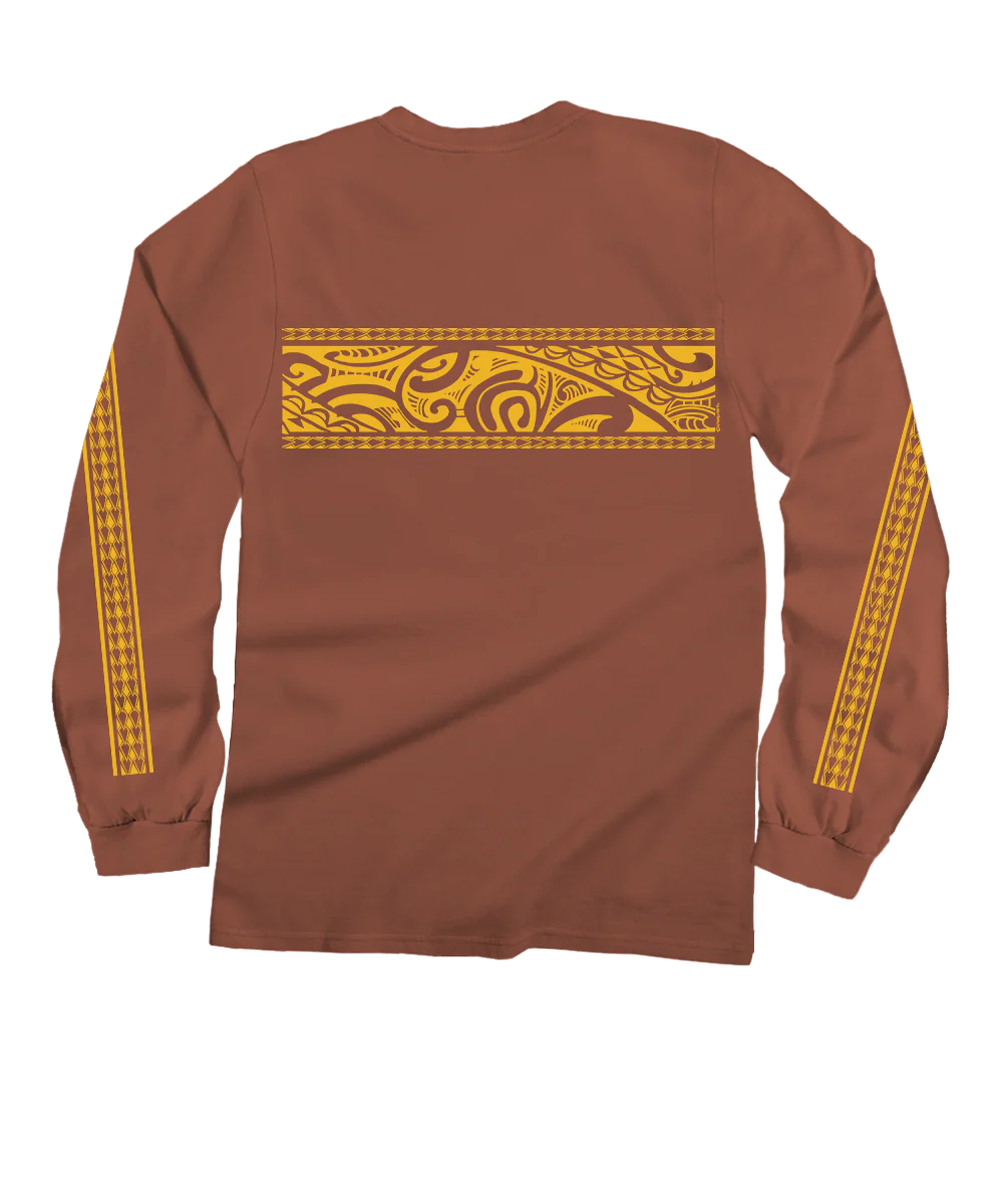 Tribal Tatoa Band - Chile Dyed Long Sleeve Crewneck T-Shirt - Image 4