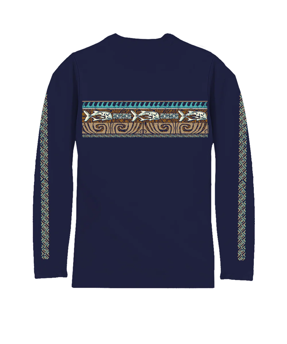 Tribal Ulua Band - Indigo Long Sleeve Pima T-Shirt - Image 4