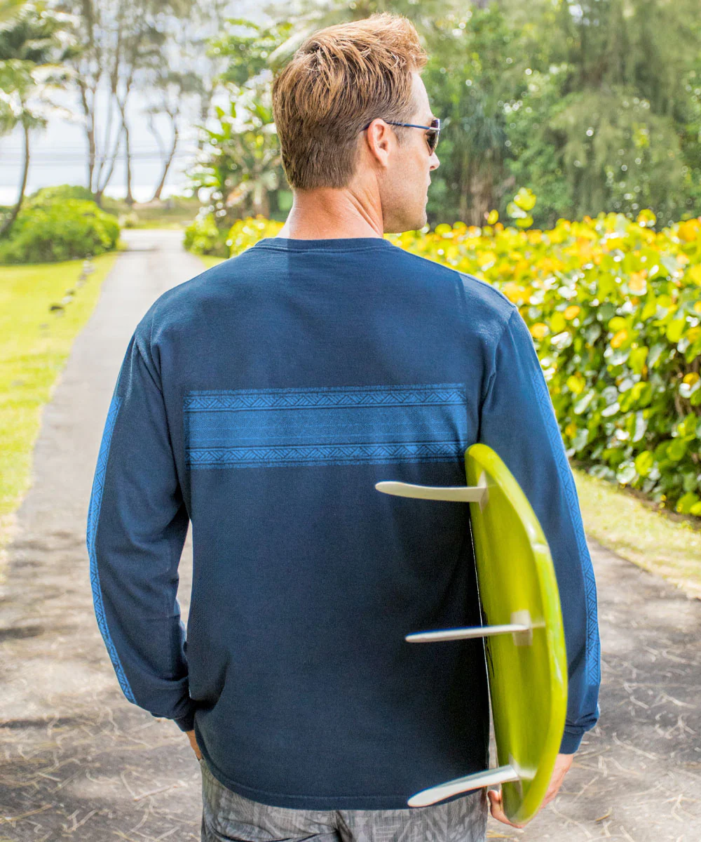 Turtle Tribal Band - Navy Long Sleeve Crewneck T-Shirt - Image 3