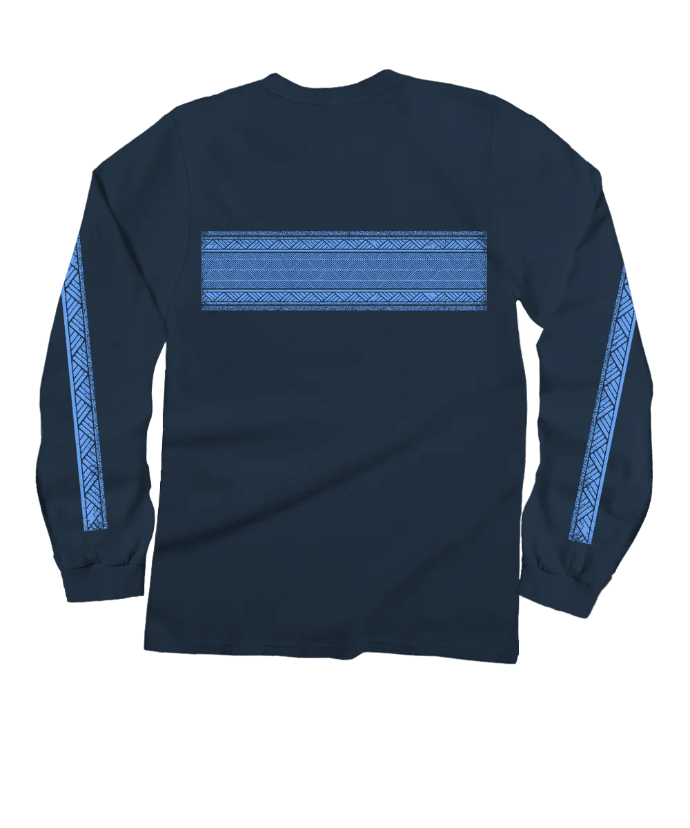 Turtle Tribal Band - Navy Long Sleeve Crewneck T-Shirt - Image 4