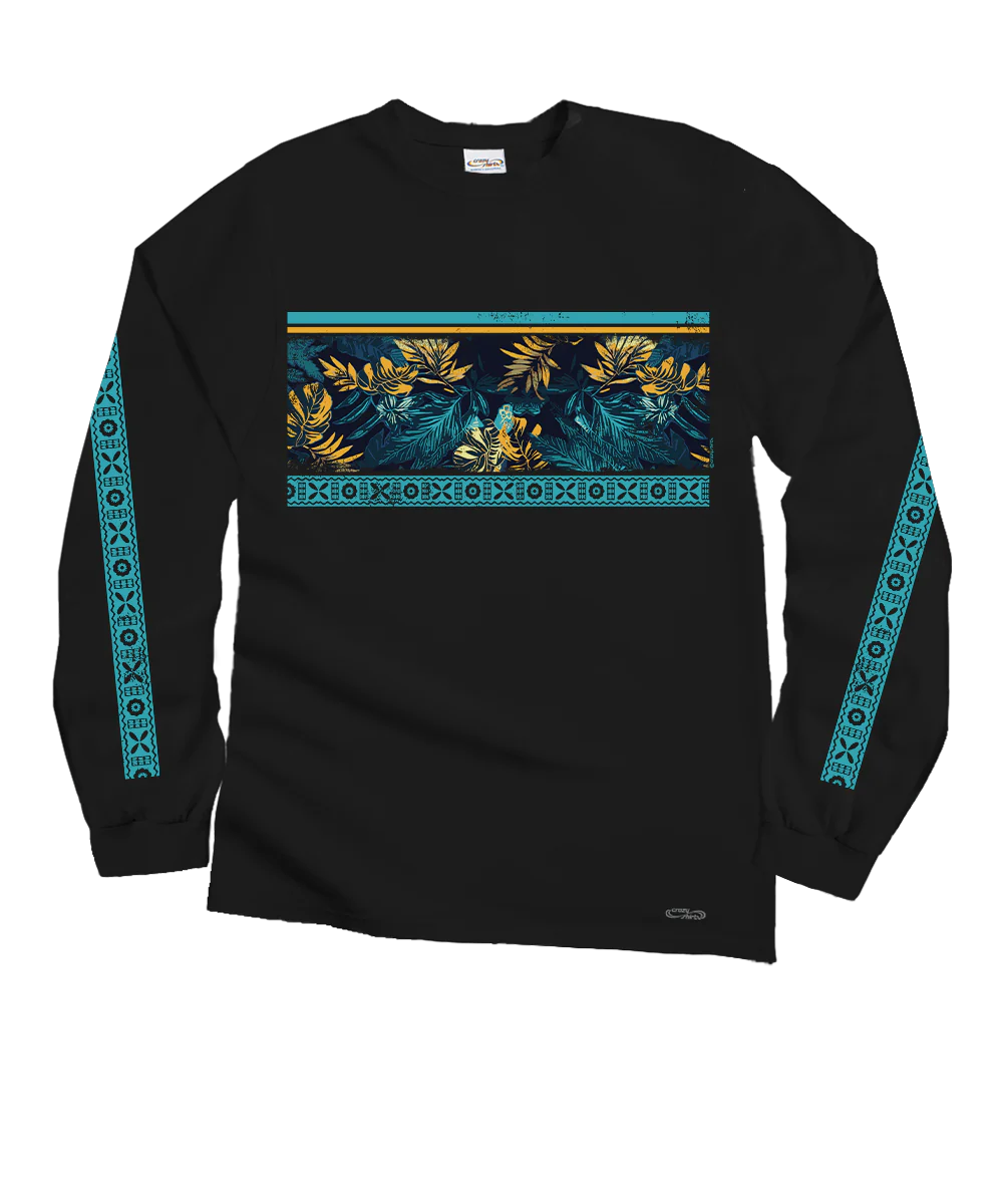 Twilight In Paradise - Black Long Sleeve Crewneck T-Shirt