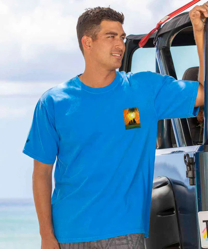 Twilight Sun - Blue Hawaii Dyed Short Sleeve Crewneck T-Shirt - Image 3