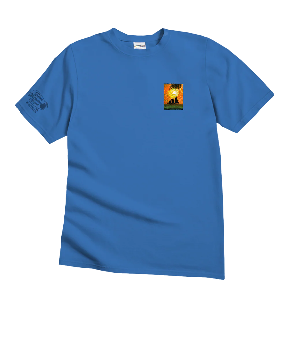 Twilight Sun - Blue Hawaii Dyed Short Sleeve Crewneck T-Shirt - Image 4