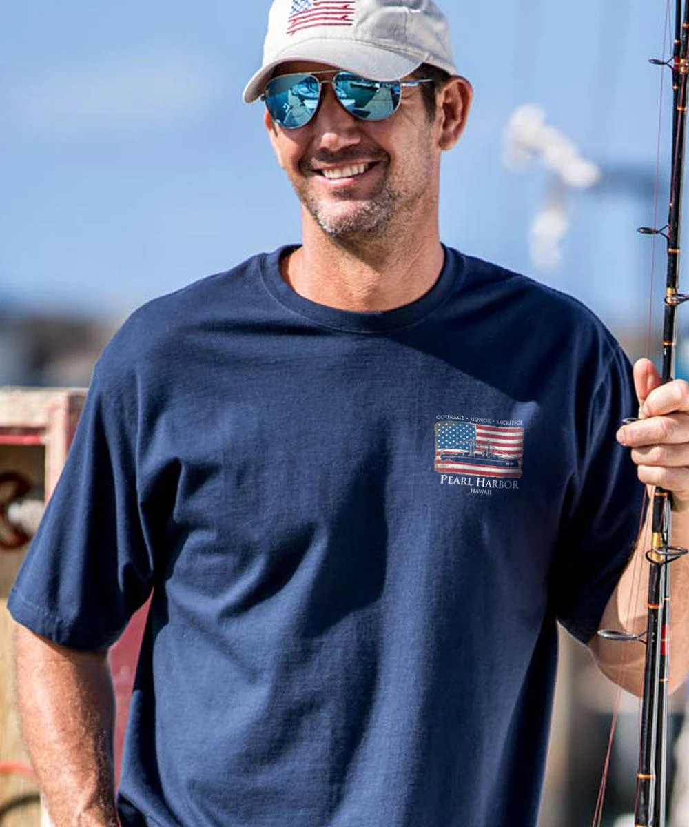 US Honor Flag - Navy Short Sleeve Crewneck T-Shirt - Image 3