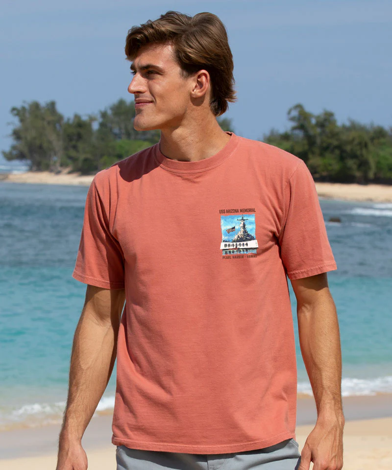 USS Arizona Memorial - Chile Dyed Short Sleeve Crewneck T-Shirt - Image 3