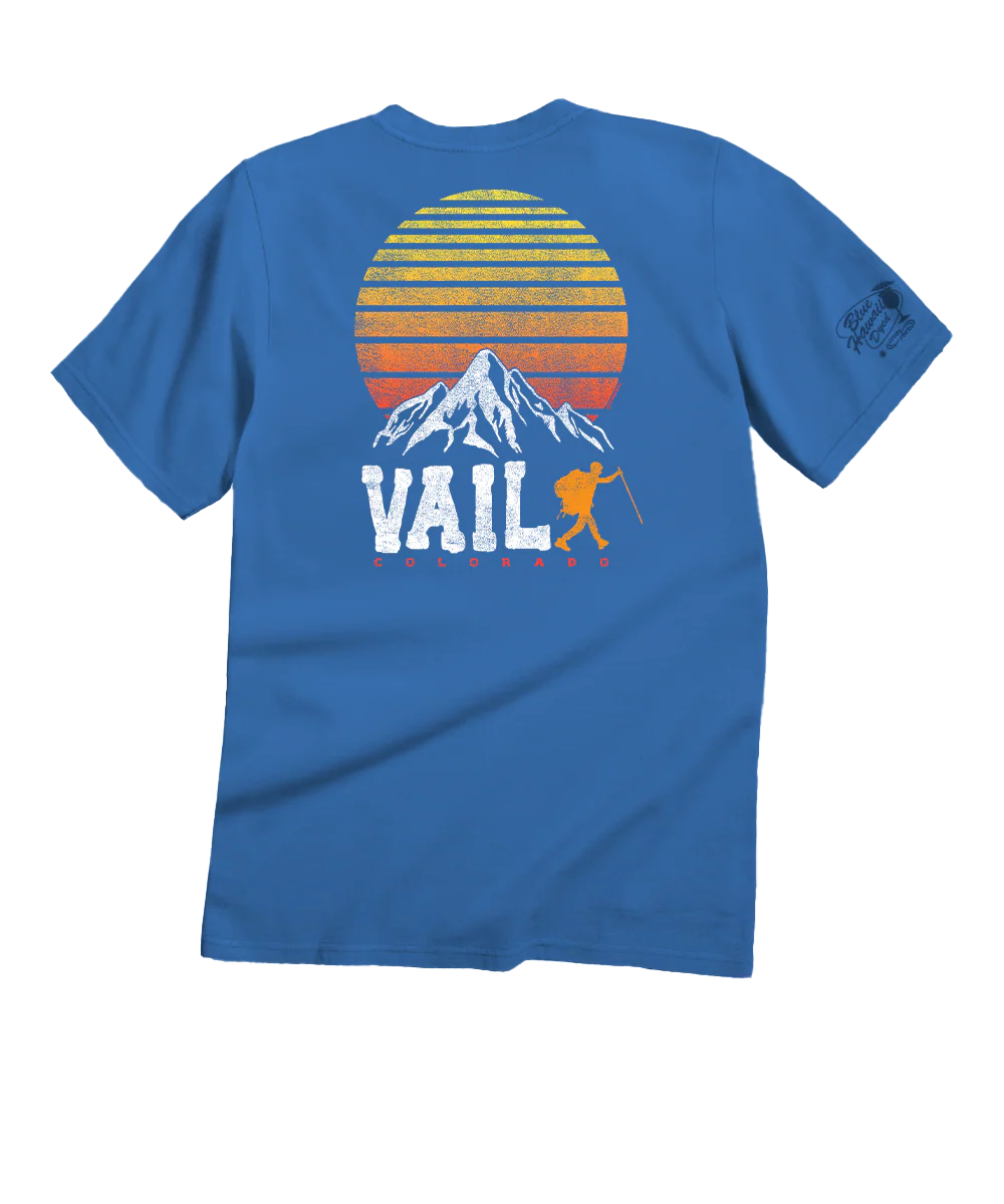 Vail Hiker Sunrise - Blue Hawaii Dyed Short Sleeve Crewneck T-Shirt