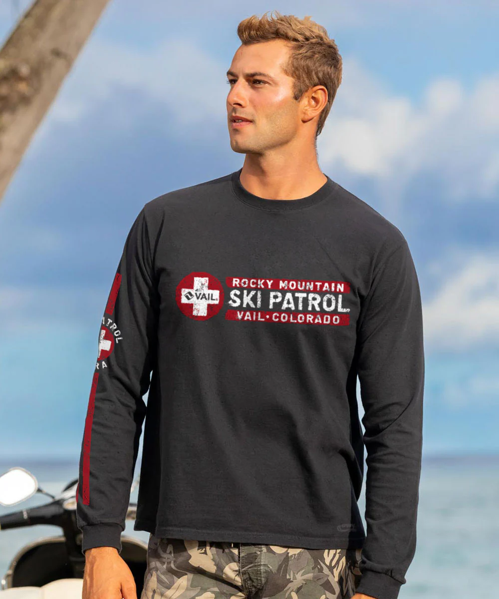 Vail Resort Search And Rescue - Black Long Sleeve Crewneck T-Shirt - Image 3