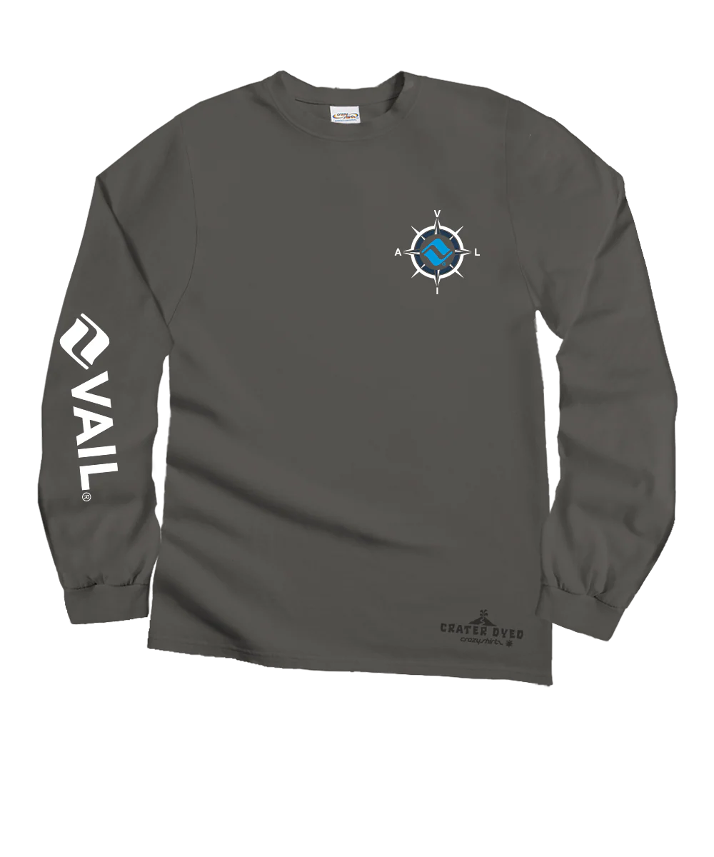 Vail Resort Ski Map - Crater Dyed® Long Sleeve Crewneck T-Shirt - Image 4