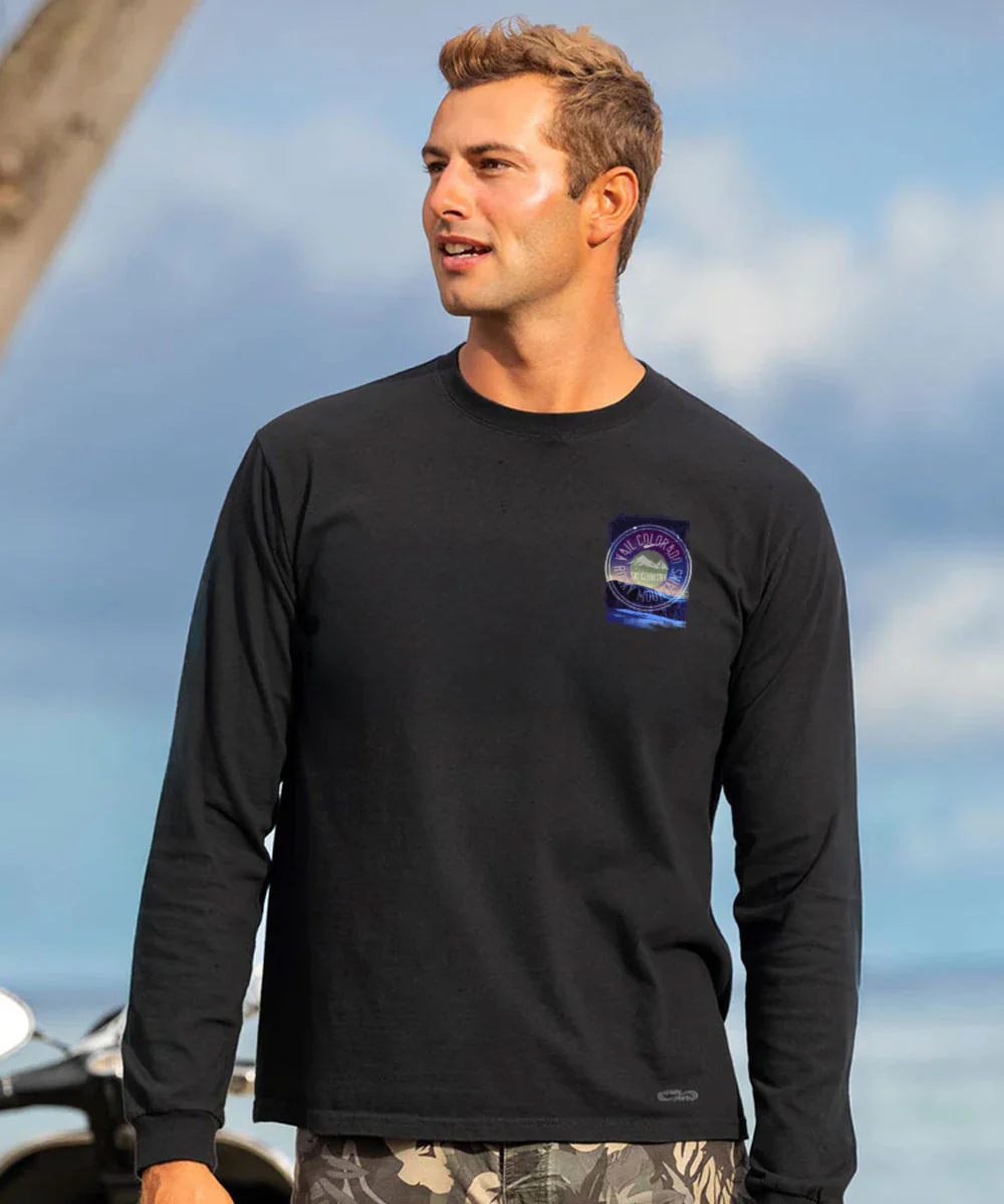 Vail Resort Star Ski - Black Long Sleeve Crewneck T-Shirt - Image 3