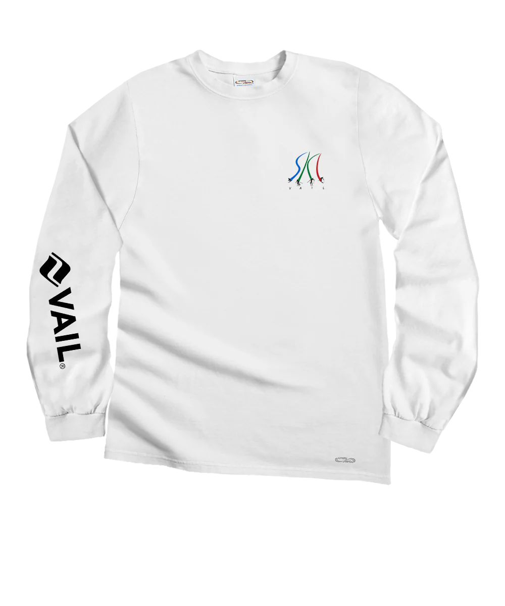 Vail Resort Ultimate Ski - White Long Sleeve Crewneck T-Shirt - Image 4
