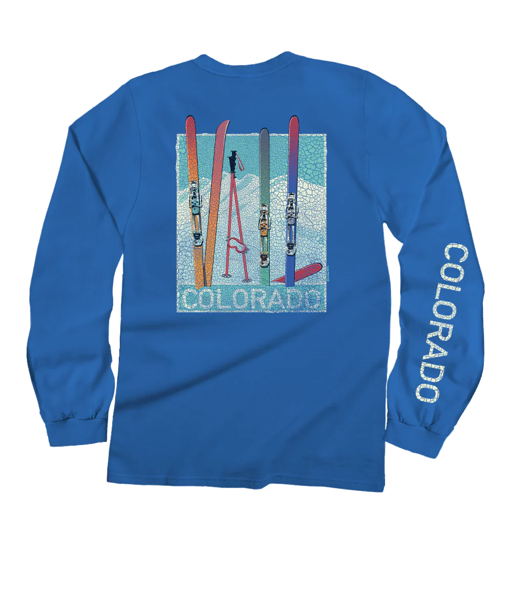 Vail Skis - Blue Hawaii Dyed Long Sleeve Crewneck T-Shirt