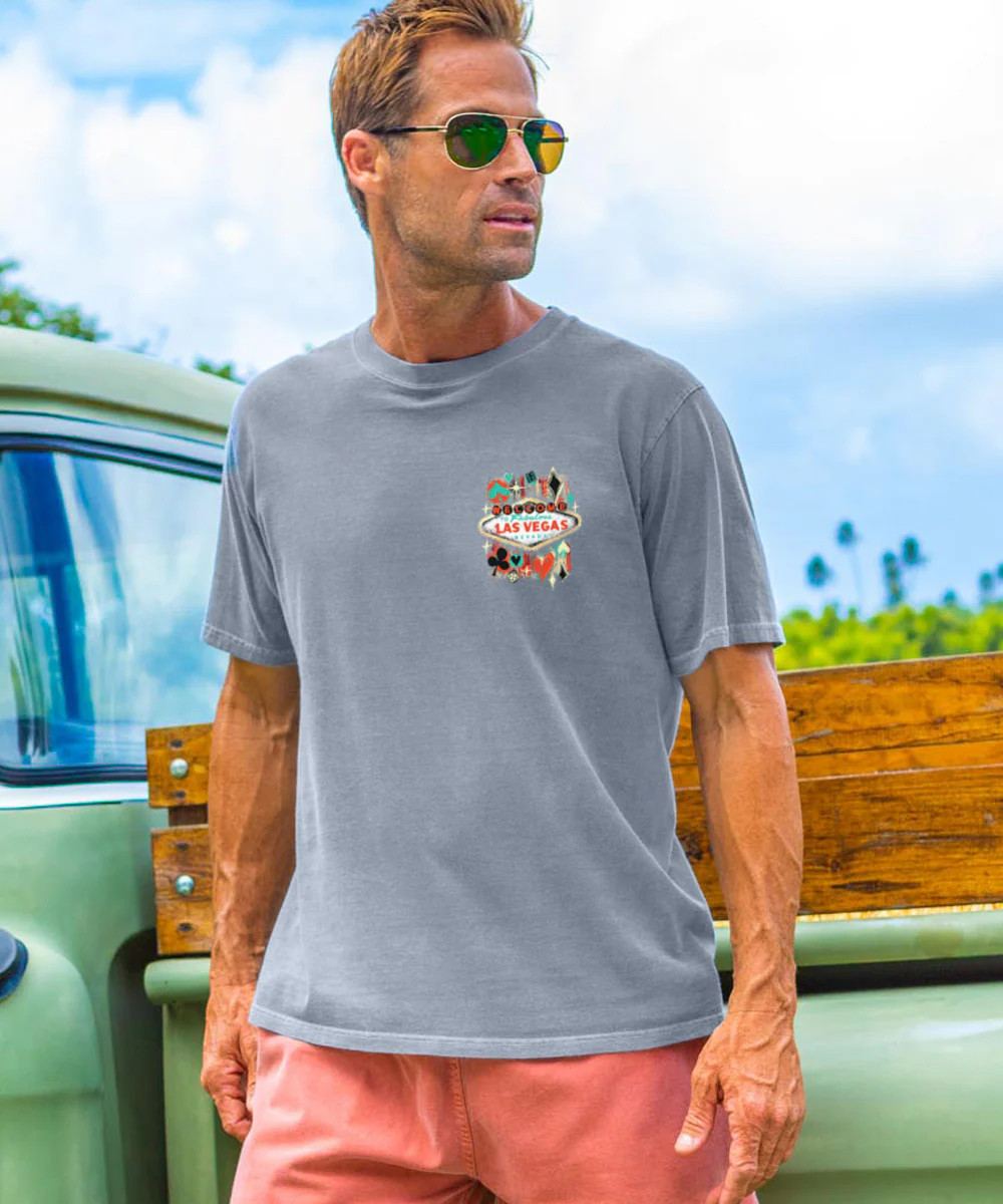 Vintage Vegas Sign - Crater Dyed® Short Sleeve Crewneck T-Shirt - Image 3