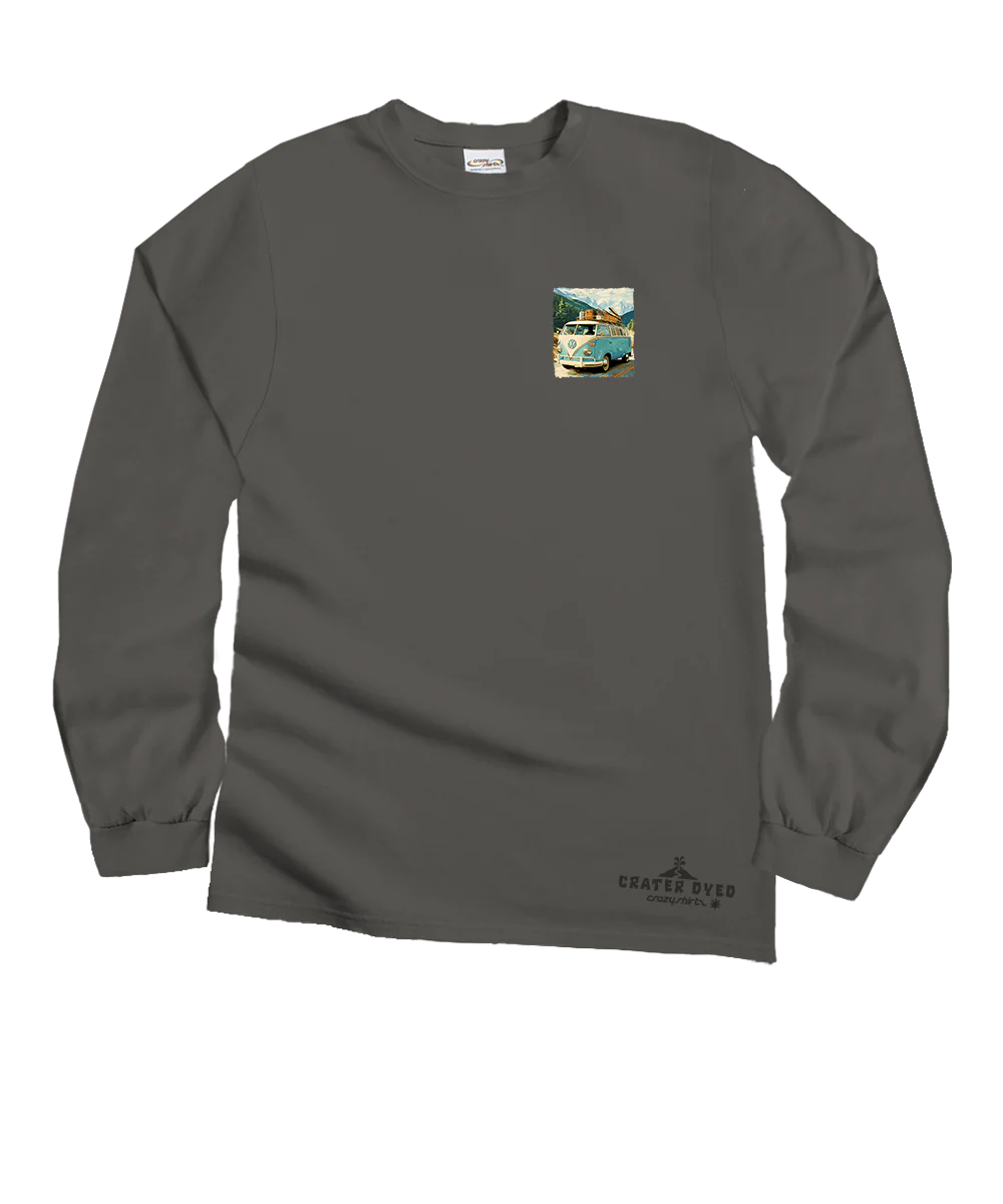 Volkswagen Country Roads - Crater Dyed® Long Sleeve Crewneck T-Shirt - Image 4