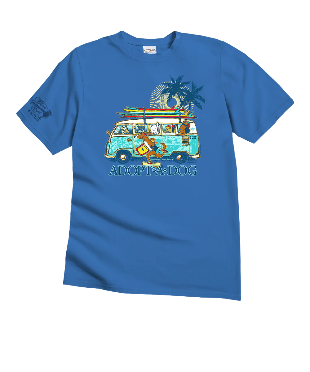 Volkswagen Hawaiian Humane Society Dog Day - Blue Hawaii Dyed Short Sleeve Crewneck T-Shirt