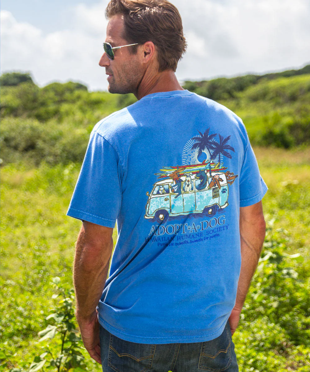 Volkswagen Hawaiian Humane Society Dog Day - Blue Hawaii Dyed Short Sleeve Crewneck T-Shirt - Image 3