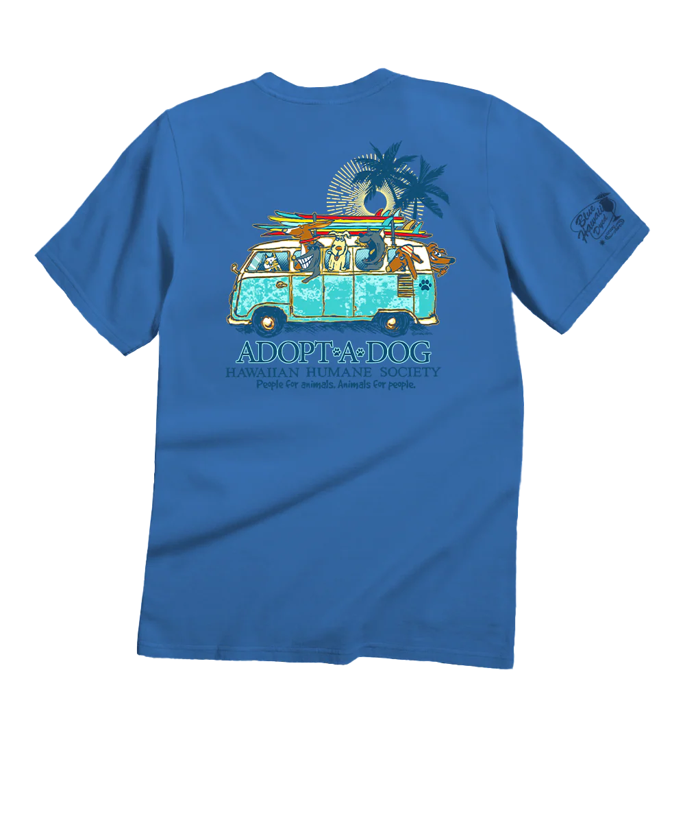 Volkswagen Hawaiian Humane Society Dog Day - Blue Hawaii Dyed Short Sleeve Crewneck T-Shirt - Image 4