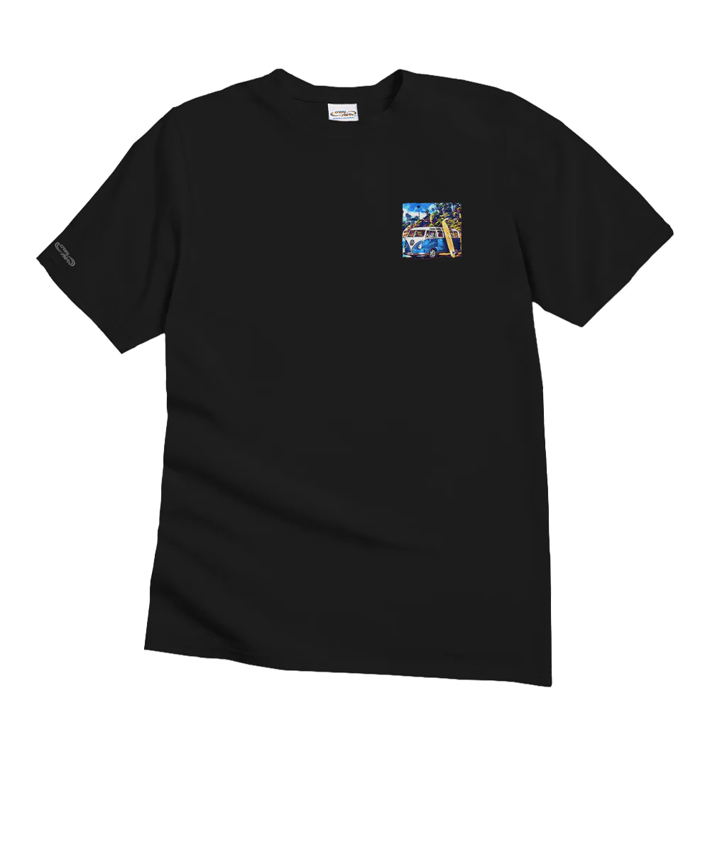 Volkswagen Laguna Beach Van - Black Short Sleeve Crewneck T-Shirt - Image 4