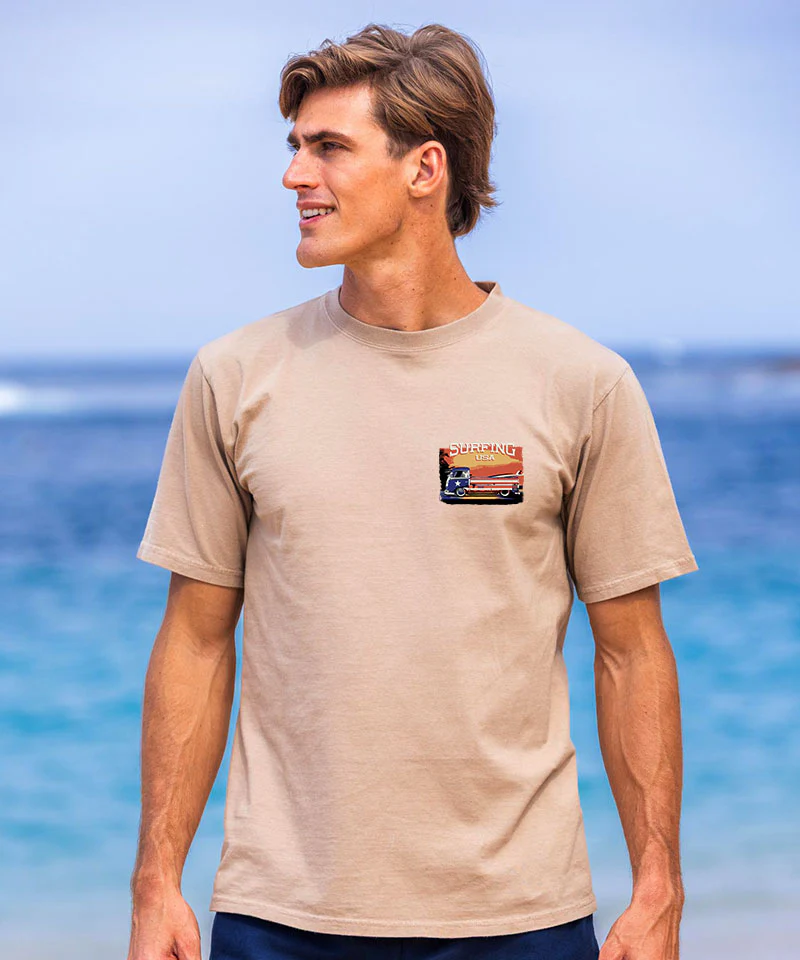 Volkswagen Surfing USA - Kona Coffee Dyed Short Sleeve Crewneck T-Shirt - Image 3
