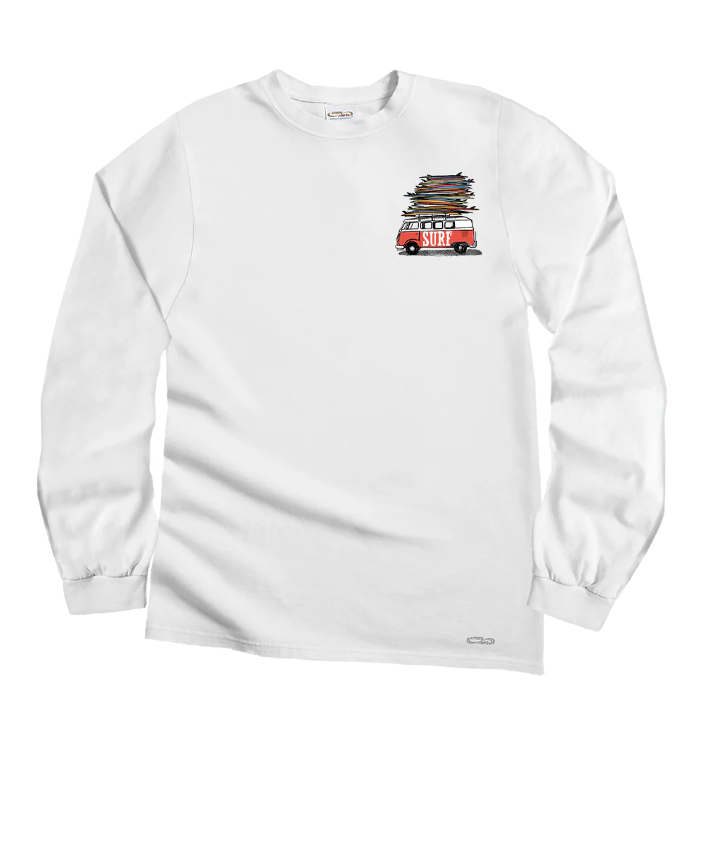 Volkswagen Surfmobile - White Long Sleeve Crewneck T-Shirt - Image 4