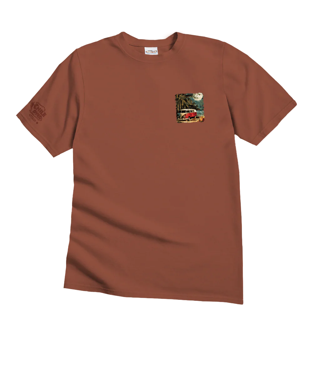 Volkswagen Van Campfire - Chile Dyed Short Sleeve Crewneck T-Shirt - Image 4