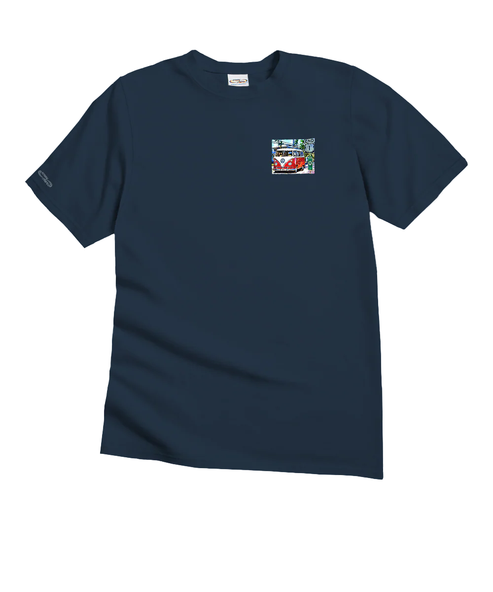 Volkswagen Van Mile 0 - Navy Short Sleeve Crewneck T-Shirt - Image 4