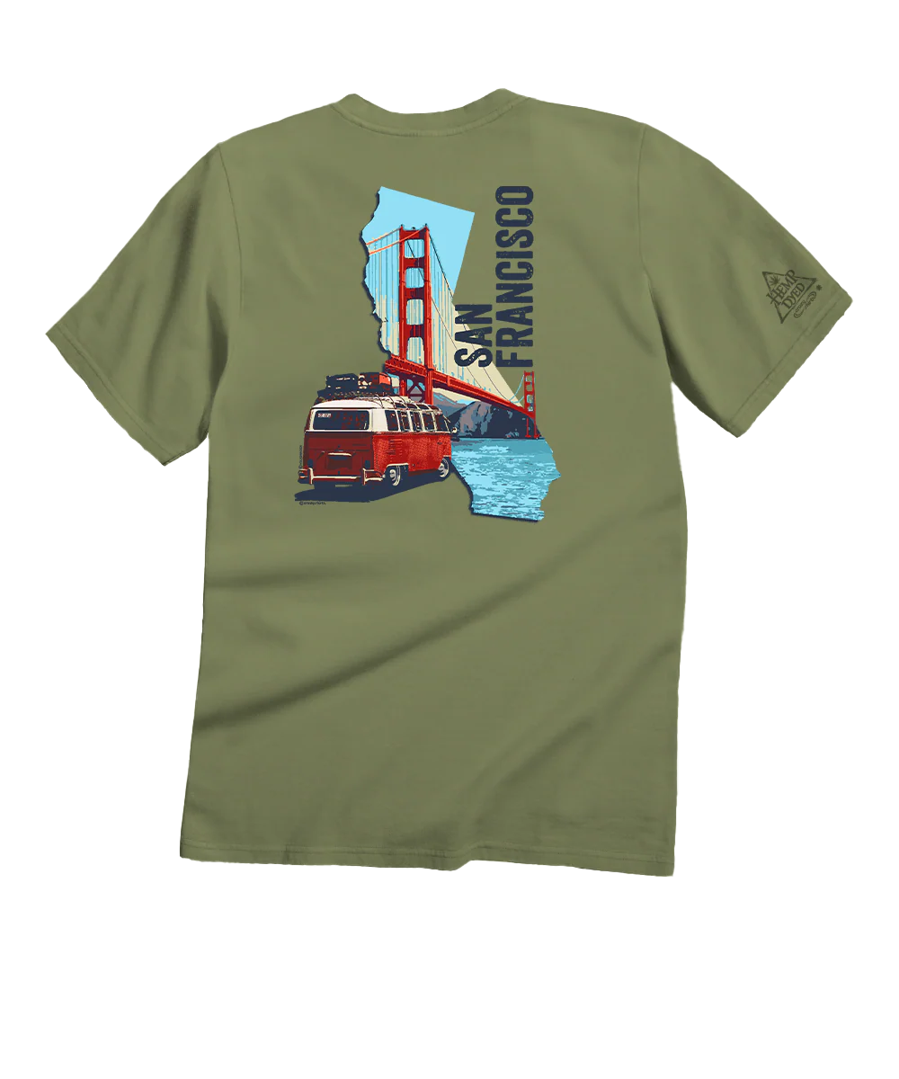 Volkswagen Van San Francisco - Hemp Dyed Short Sleeve Crewneck T-Shirt