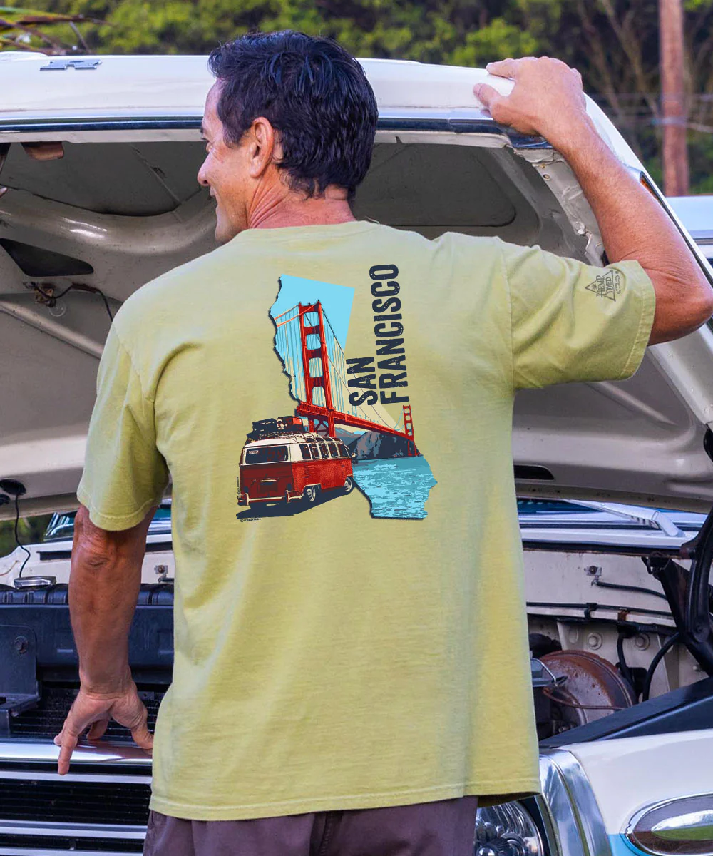 Volkswagen Van San Francisco - Hemp Dyed Short Sleeve Crewneck T-Shirt - Image 2